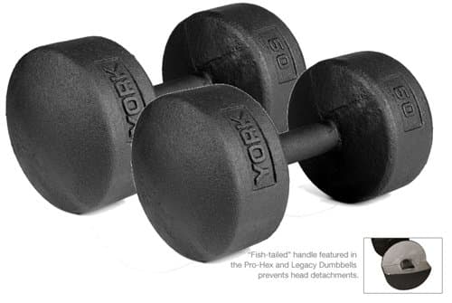 York Barbell 50 lb Legacy Solid Professional Round Dumbbells