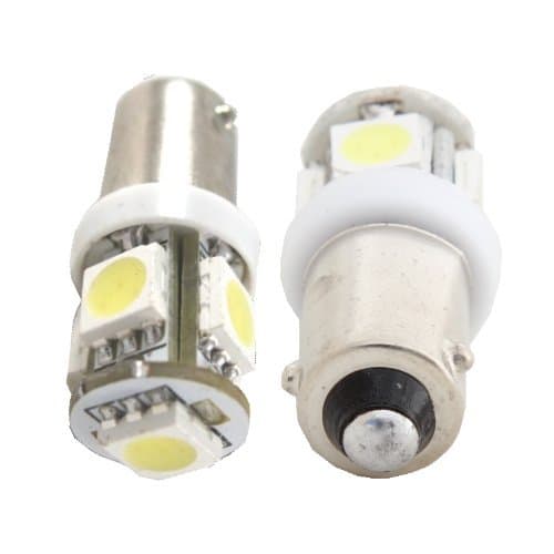 EZ Motoring 2pcs H6W BAx9s 5-SMD 150 degree offset pin 12V Light LED bulbs 64132 - White