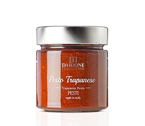 Daidone - Handmade Sicilian Trapanese Pesto with Tomato, Almonds, Basil, Garlic, Extra Virgin Oil, Sugar, Salt - 12 Jars of 200g