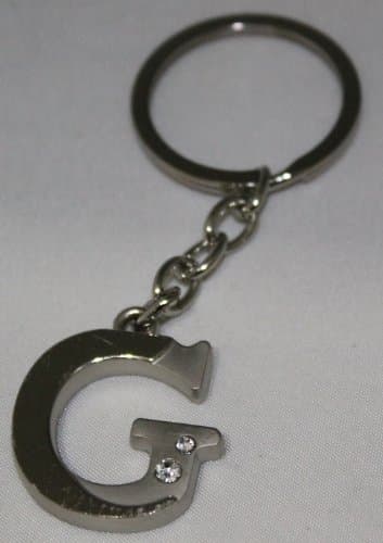 NEW! One Rhinestone Diamond ALL Letters Charm Pendants Letter Keychain Key Ring ALPHABET - ALL LETTERS A-Z (3.5", G)