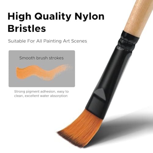 Bougimal Art Brush Set, Nylon, 12pcs, Large, Acrylic, Watercolour, Oil, Gouache