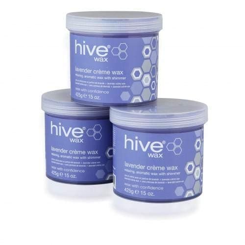 Hive 3Pcs Depilatory Lavender Shimmer Creme Wax For Face Body Leg Bikini Wax Hair Removal 425G Each Special Offer Pack Code: Opt5732