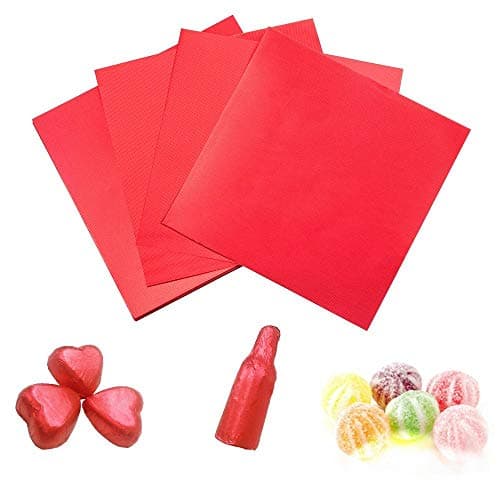 Candy Chocolate Wrapping Aluminium Foil Paper Best for Wrapping Candies/Chocolate Balls/Gift Size 4x4/ 100PCS Sugar Wraps Paper by Party/Wedding/Birthday/Chrismas Accessories (Red, 100)