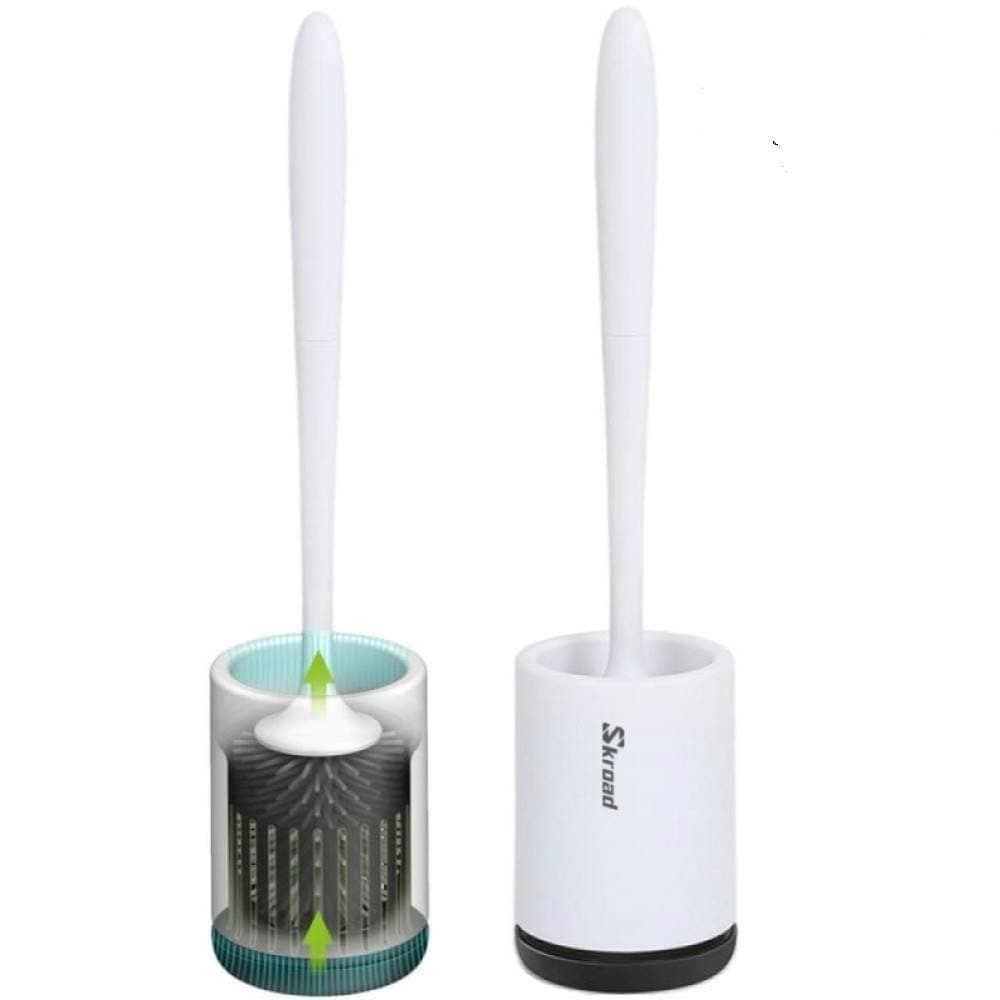 Skroad Toilet Brushes with Clean Silicone Bristle, Silicone Toilet Brush with Quick Drying Holder Set