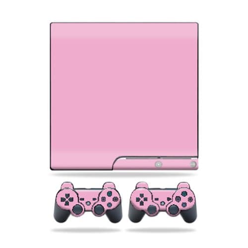 MightySkins Skin Compatible with Sony PlayStation 3 PS3 Slim Skins + 2 Controller Skins Sticker Solid Pink