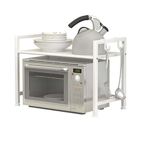 Square tube two-story microwave oven (square steel pipe to upgrade the two hook specifications: 60 32 48cm) ( Color : White )