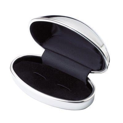 Mens Universal Chrome Egg Shaped Cufflink Case with Full Mirror Finish and Velvet Interior