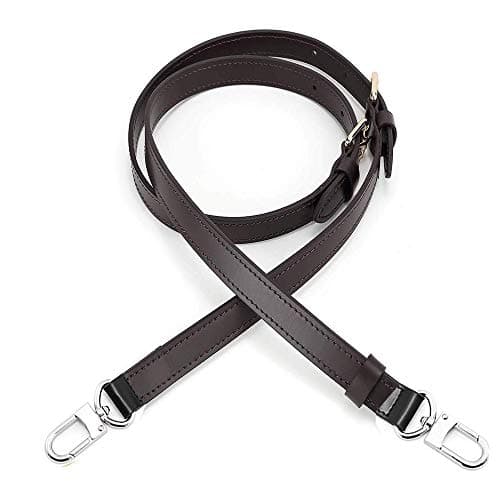 Vachetta Leather Adjustable Crossbody Strap for Speedy 25 30 Adjustable Purses -(41-50 inches)-Black-Gold Clasp-0.8inch Width