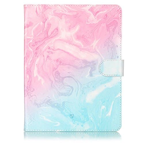Universal Tablet 10 inch Case, SsHhUu Wallet Soft Slim PU Leather Flip Case [Marble Pattern] Magnetic Protective Cover for All 10 inch iPad, Galaxy Tab, Android iOS Tablet - Pink-Blue