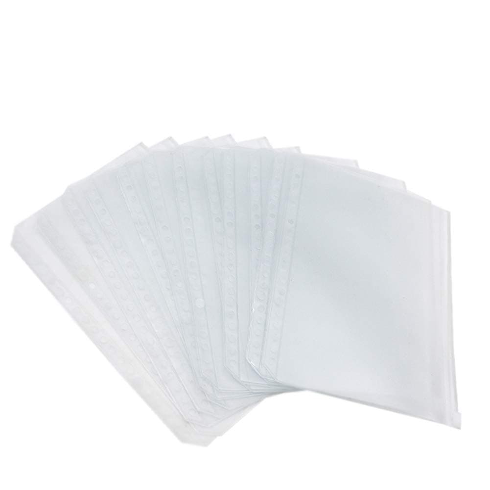 Eilova 20 Holes Clear Plastic PVC Binder Pockets Sheet Protector Fit 20-Ring Loose-Leaf Planner Notebook Refills Business Card Holder File Document Pouch Storage Bag(A5, 12Pack)