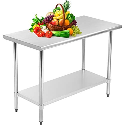 Kitchen Work Table NSF Certification Commercial Stainless Steel Prep Table W/Adjustable Foot Galvanized Base Shelf (24" x 48")