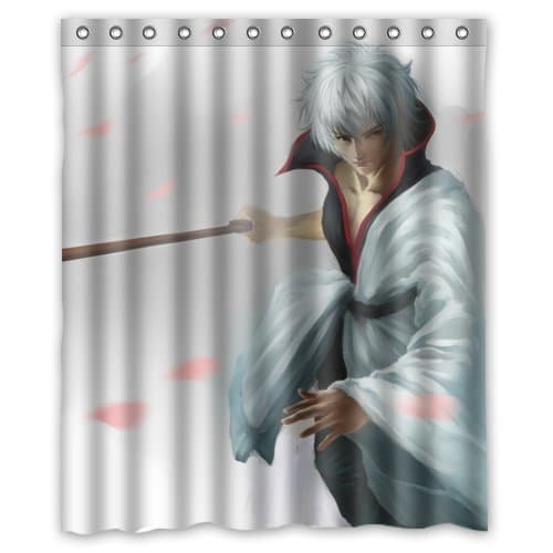 HANLU Custom gintama_sakata_gintoki Waterproof Polyester Fabric Shower Curtain 60" x 72"
