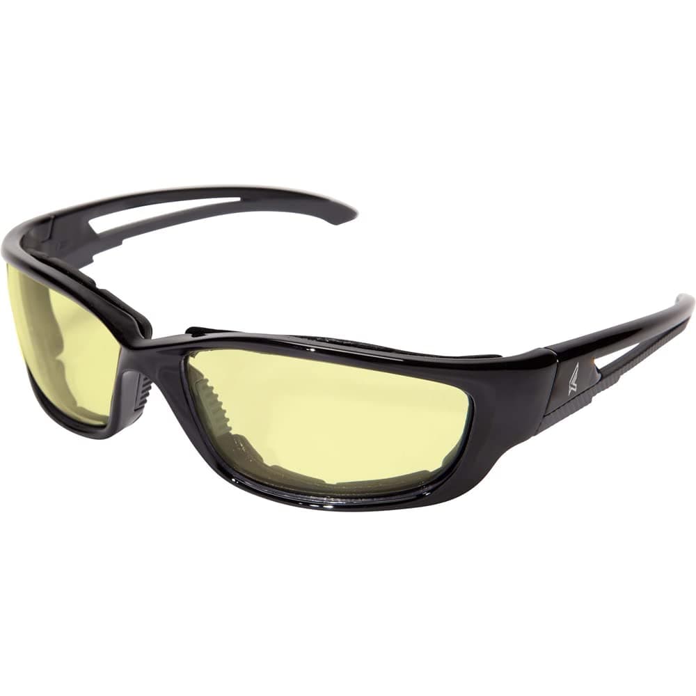 SK-XL112 Kazbek XL Wrap-Around Safety Glasses, Anti-Scratch, Non-Slip, UV 400, Military Grade, ANSI/ISEA & MCEPS Compliant, XL Wide Fit, Black Frame/Yellow Lens