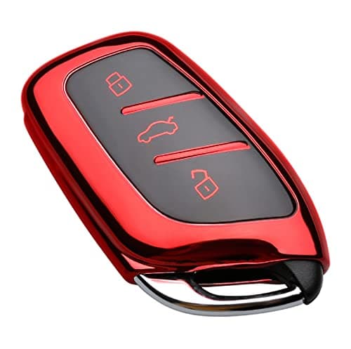 JVCVSoft TPU Car Key Cover Compatible with MG ZS EV and Astor Smart Key (Red)
