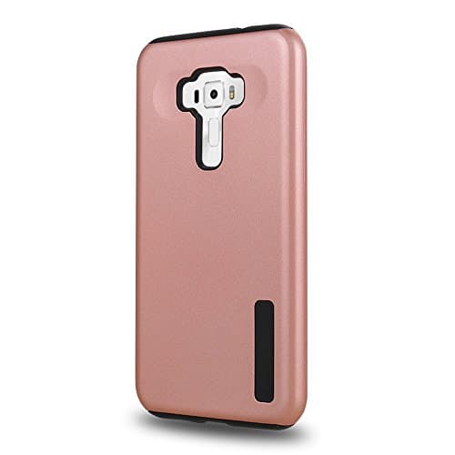 Asus ZenFone 3 Case ZE520KL, DoubleK Hybrid Heavy Duty Armor Hard Plastic PC + Soft TPU Shockproof Protection Defender Case for Asus ZenFone3 5.2 Inches (Rose Golden)