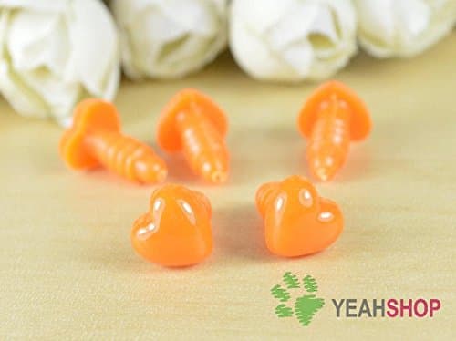 10mmx9mm Orange Heart Safety Nose/Plastic Nose - 30pcs