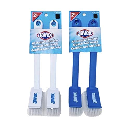 All Purpose Scrub Brush, Blue & White, Lot of 2 Sets of Brushes
