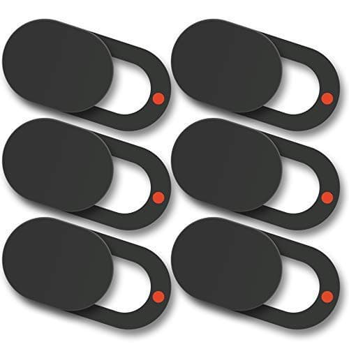 6 Webcam Cover Slide for Laptop and Mobile, Ultra Thin, Online Security, Camera Cover Sticker for MacBook Smartphone Mac Tablet and Cellphone, 3M Adhesive, Black 6 Pack