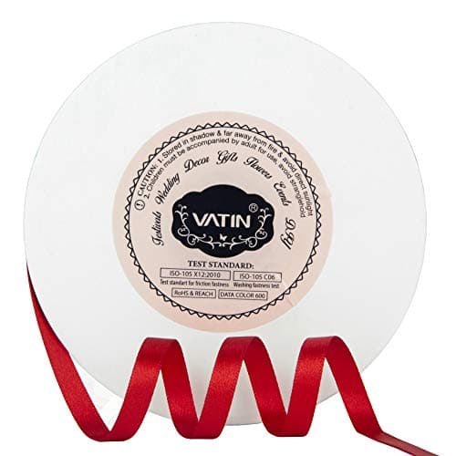 VATINSolid Color Double Faced Red Satin Ribbon 1/4" Wide 50-Yards Long Perfect for Wedding Decor, Crafts, Bow Making, Sewing, Gift Package Wrapping and Other Projects