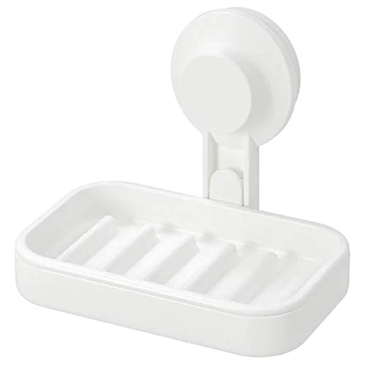 IKEA Tisken Recycled Abs Plastic Soap Dish with Suction Cup, White (Length: 14 Cm (5 ½") Width: 10 Cm (4") Max Load: 3 Kg (6 Lb 10 Oz))