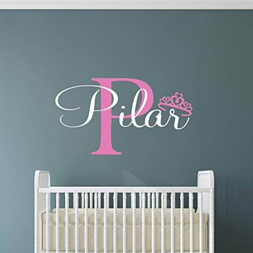 Custom Name Princess Nursery Wall Decal - Girls Personalized Name Princess Wall Sticker - Custom Name Sign - Custom Name Stencil Monogram - Baby Girl Nursery Room Wall Decor