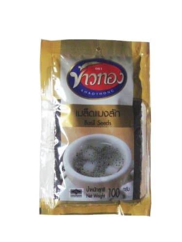 Thai Basil Seeds for Healthy Drinking High Fiber No Cholesterol 100 G. Khaothong Brand
