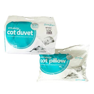 – Sarah Jayne Breathable Cot Bed Duvet & Pillow Set for Babies & Toddlers – Lightweight Microfiber Baby Quilt with Hollowfibre Filling, 4.5 Tog Options, Non Allergenic, Made in UK