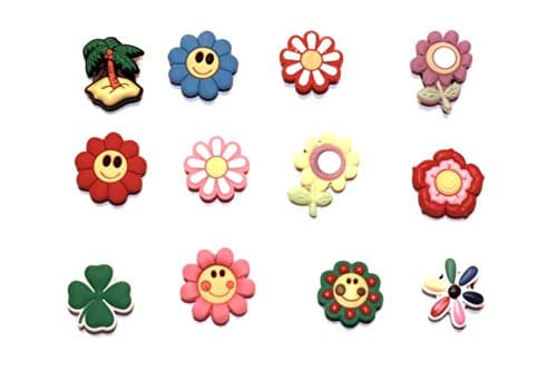 12 pieces Summer Shoe Charm Jibbitz For Crocs Bracelets Wristband Smiley Sun Beach Palm Tree Flower Kids