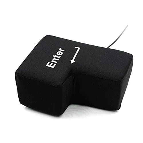 Big Enter Key Throw Pillow with USB - Office Stress Relief Vent Tools, Desktop Punch Bag Toy, Creative Keyboard, Doll Toy