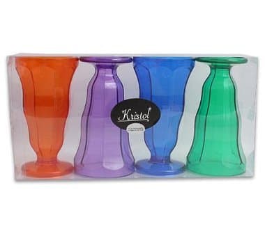 Set of 4, Colorful Plastic Ice Cream Sundae or Water Glass Goblets, 12 Ounce, 6.75 Inch, Orange, Purple, Blue, & Green