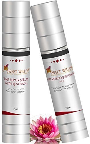 Sweet Willow Time Repair Moisturiser SPF 25 and Serum with Matrixyl synthe`6, Renovage,Vitamin C and Hyaluronic Acid. Stem Cell Active `Botox` Facial Duo