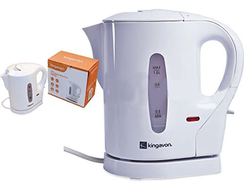 WHITE 1 LITRE 900W ELECTRIC CORDLESS KITCHEN KETTLE CARAVAN TRAVEL HOT WATER JUG