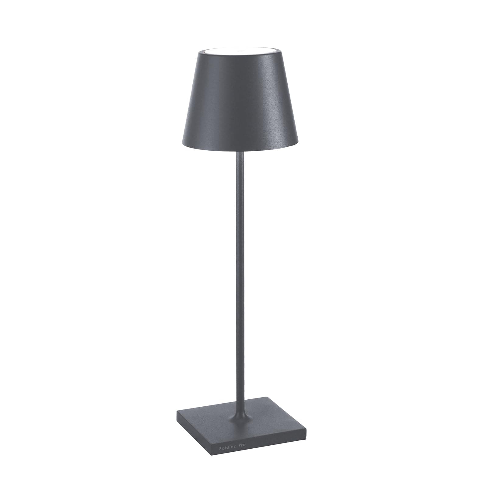 Poldina Pro Lamp, Rechargeable Cordless Table Lamp with Touch Controls, Suitable for Indoor and Outdoor, Dimmer, 2200-3000 K, Height 14.9 Inches, Dark Gray Color