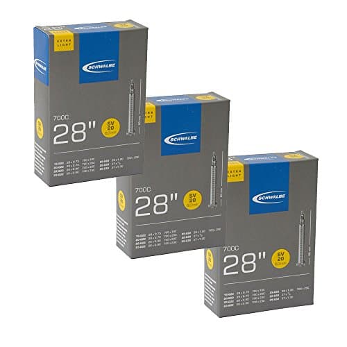 SCHWALBE Extra Light 60mm Tube SV20 65g ONLY! Lightweight Bicycle Tube 60mm Presta Valve Tube (700 x 18c/25c) Bike Tube Bundle (Pack of 3 Tubes)