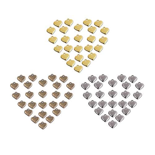 Bluecell 120pcs Assorted Color Alloy Mini Heart Charms Pendants for DIY Craft Jewelry Making, 12mm