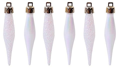 Speedland 18 x 8 cm Christmas Glitter Icicles Baubles Xmas Tree Ornament Home Decoration (White)