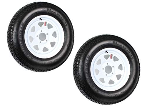 eCustomRim 2-Pk Trailer Tire On Rim ST205/75D15 205/75 15 in. LRC 5 Hole White Spoke Wheel