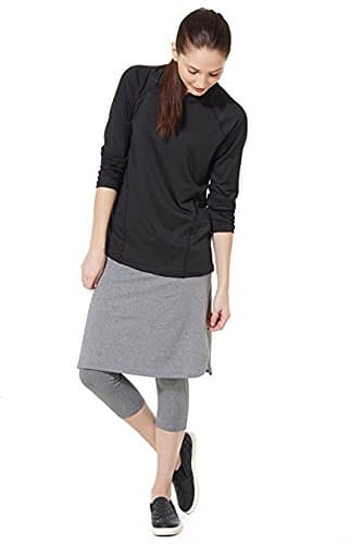 Snoga Athletics22in Athletic Side Slit Pencil Skirt with Attached Capri Leggings, Tummy Control Waistband and Back Pocket