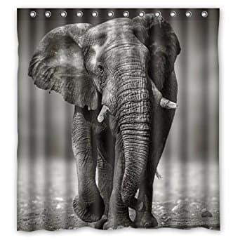 KXMDXA Black White Style Old Elephant Waterproof Polyester Shower Curtain 66x72 Inch Bathroom Decor