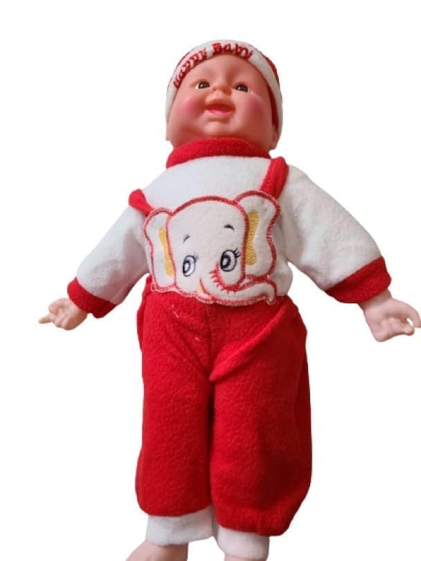 DHARMISHO(Big Size Happy Baby Laughing Musical Boy Doll A Wonderful Present for Kids, Girls, Boys with Touch Sensors and Sound - (40H×25L×13W) (Medium, Red)