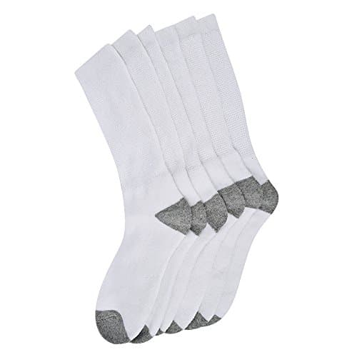 Vadia Men`s Cushion Crew Socks White with Grey 6-pack, Size 10-13