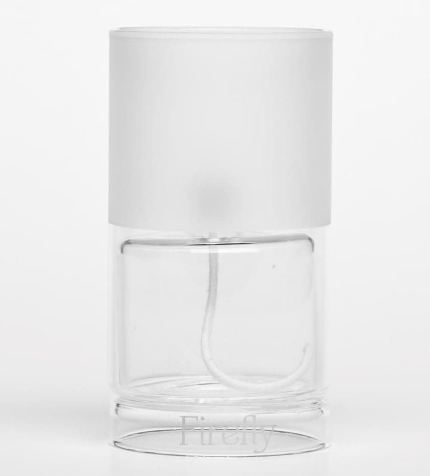 Firefly Fuels Refillable Glass Candle - Ethereal Reusable Oil Candle - 4.5” Hurricane Lantern for Restaurant Ambience, Indoor Lighting and Outdoor Events. Use with Liquid Paraffin or Lamp Oil