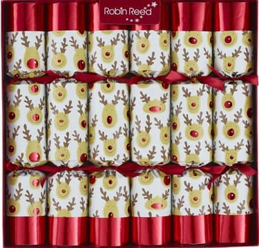 Christmas Crackers 6 x 13" Handmade by Robin Reed - racing Reindeer