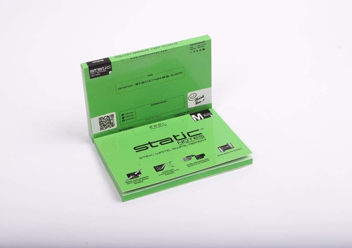 Static Dry Erase Clings| Both Sides Reusable Glueless Sticky Notes with Combination of Whiteboard and memo pad| 100 Sheets|Medium|Green|