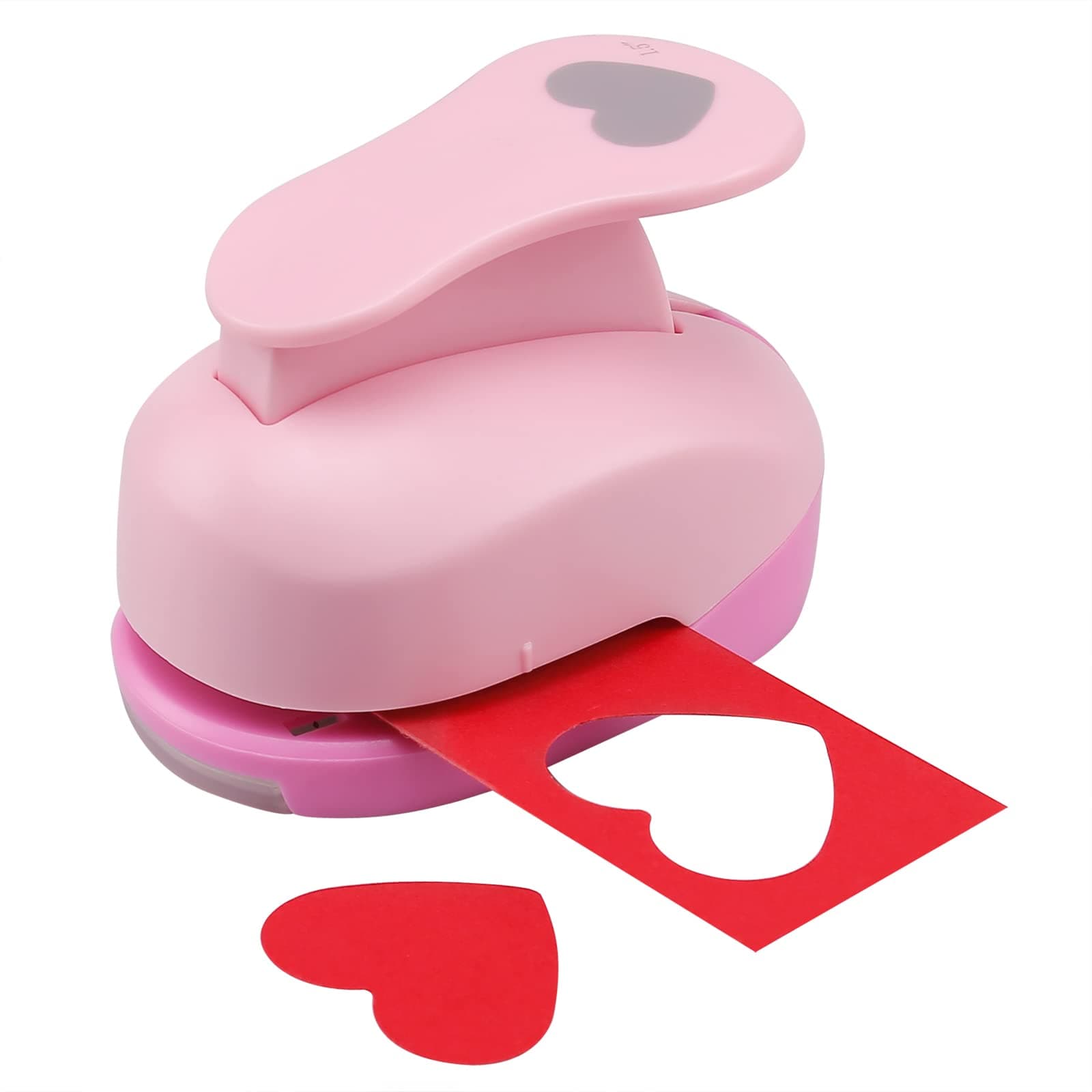 LOONENG 1 Inch Heart Punch, 25mm Heart Lever Action Craft Punch, Heart Shaped Hole Punch for Paper Crafts, Weddings, Cardstock, Gift Wrapping, Greeting Cards and Scrapbooks