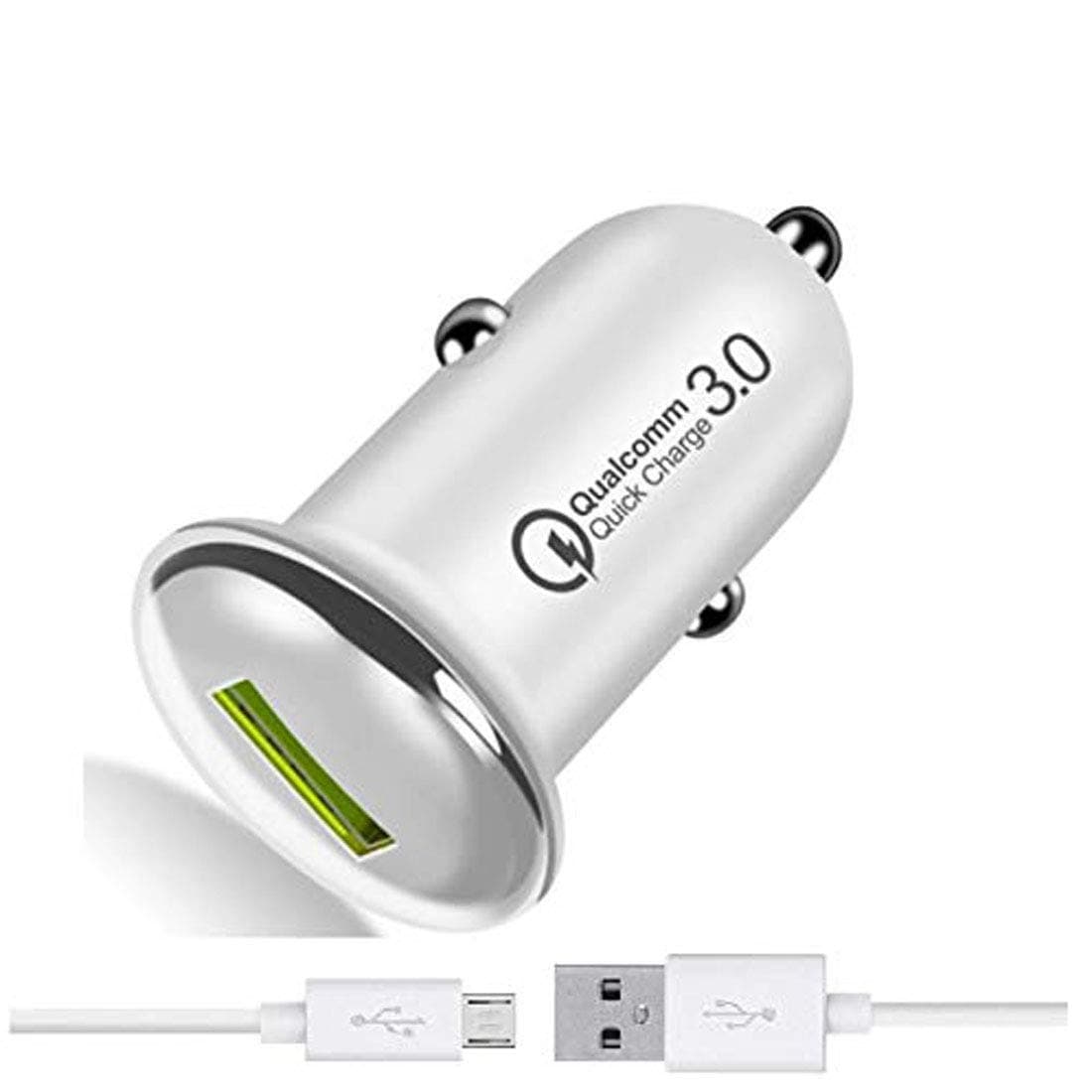 3.1 Amp Fast Car Charger for BlackBerry Curve 9370 Charger Original QC Car Charger Adapter | High Speed Rapid Fast Turbo QC 3.0 Android & Tablets Car Mobile Charger With Micro USB Charging Cable ZQ 1: (3.1 Ampere, QC White)