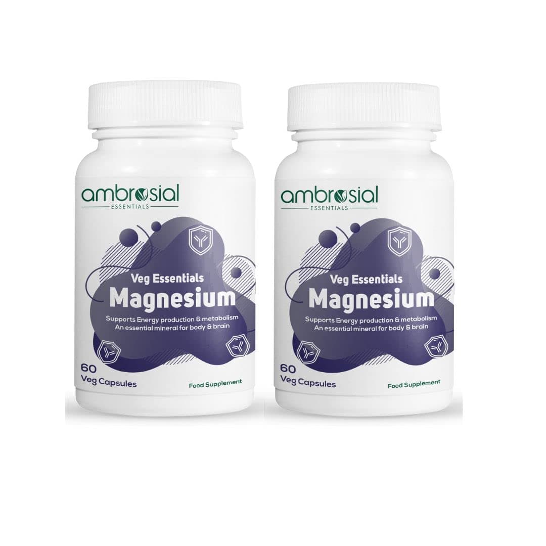 – Ambrosial Magnesium Citrate with Di Malate | High Potency Supplement for Women & Men | Premium Magnesium Tablets to Boost Energy Levels & Muscle Functions (Pack of 2-120 Capsules)