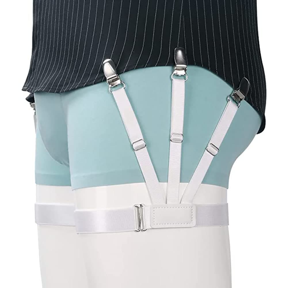 Mens Shirt Stays Upgrade Adjustable Elastic Garter Military Shirts Holder with Non-slip Locking Clamps