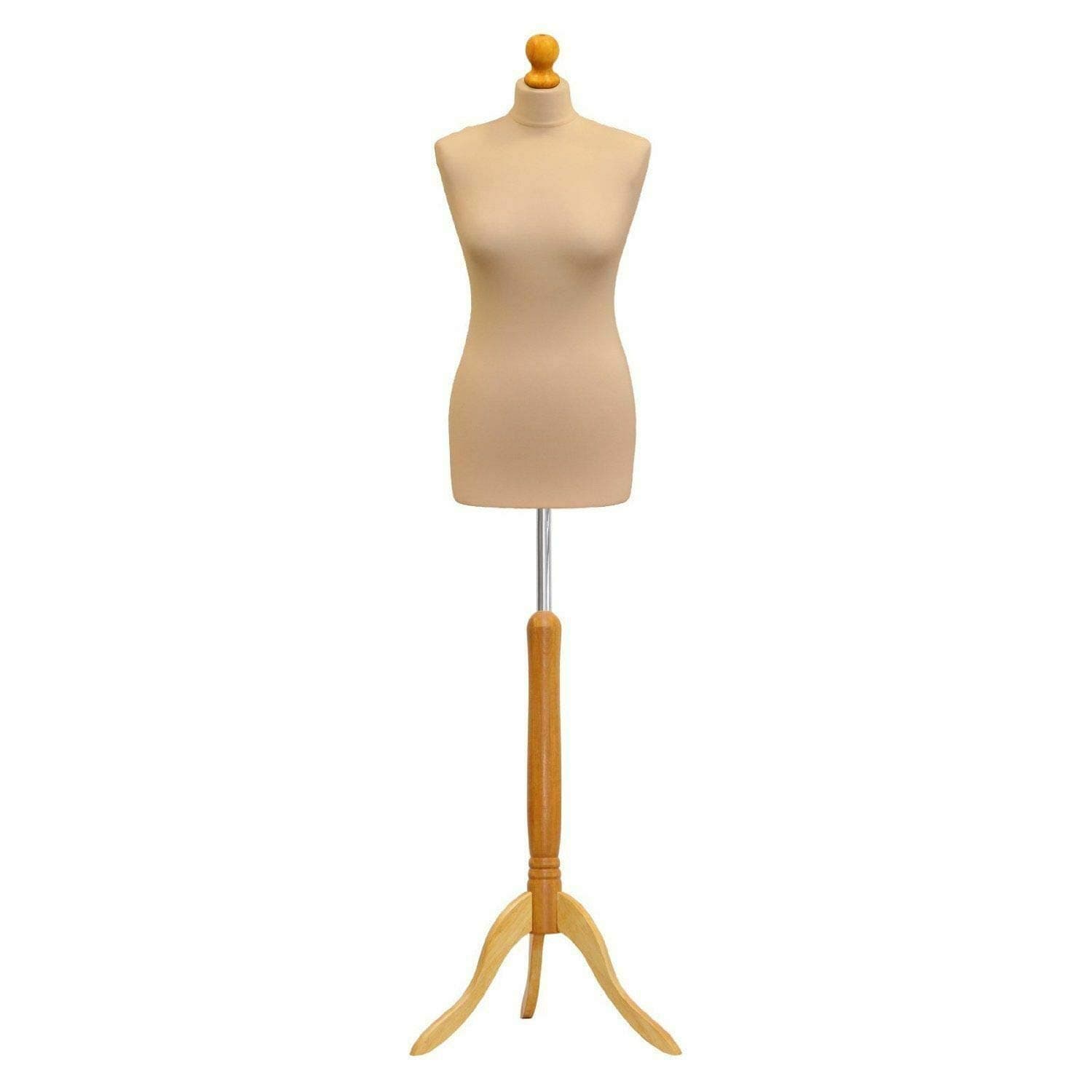 Student Dressmaker |Female Tailors Dummy | Display Bust | Mannequin | Size 8-10 (Cream Color with Wood Finish Stand)