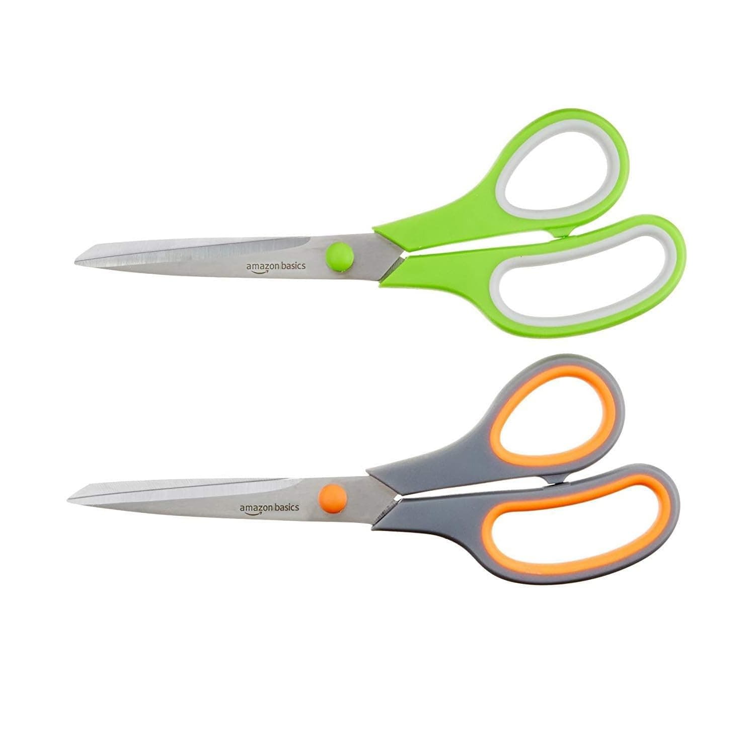 Amazon Basics Multi-Purpose Scissors - 2 Pack, Green and Gray